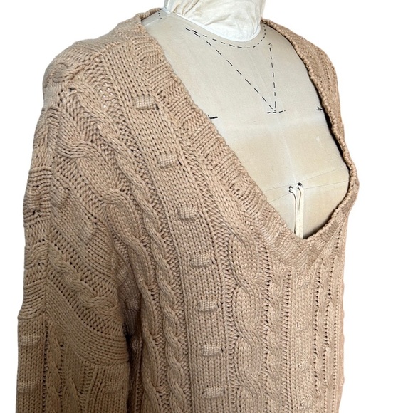 AFRM Bostom Oversized Long Cable Knit Sweater in Sand M/L - Picture 7 of 10